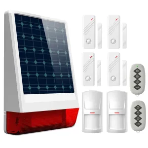 Kits WolfGuard Wireless Outdoor Outdoor weerbestendig GSM SMS Solar Siren Huis Beveiliging Alarm Inbrekende systeem PIR Motion Deur Sensor