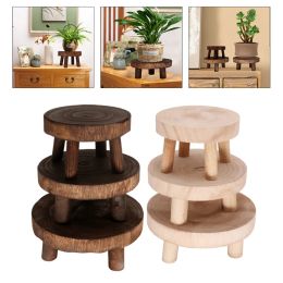 Kits Banc rond en bois support de pot de fleur plante et pot de fleur succulente base présentoir tabouret maison jardin patio décoration étagère