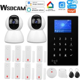 Kits WSDCAM TUYA WIFI GSM Home Alarm System Wireless Security Alarm Kit met Tuya IP -camera Ondersteuning Alexa Google Assistant