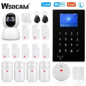 Kits WSDCAM TUYA WIFI GSM Home Security Alarm System Wireless Burglar Alarm Kit met bewegingssensor werken met Alexa Google