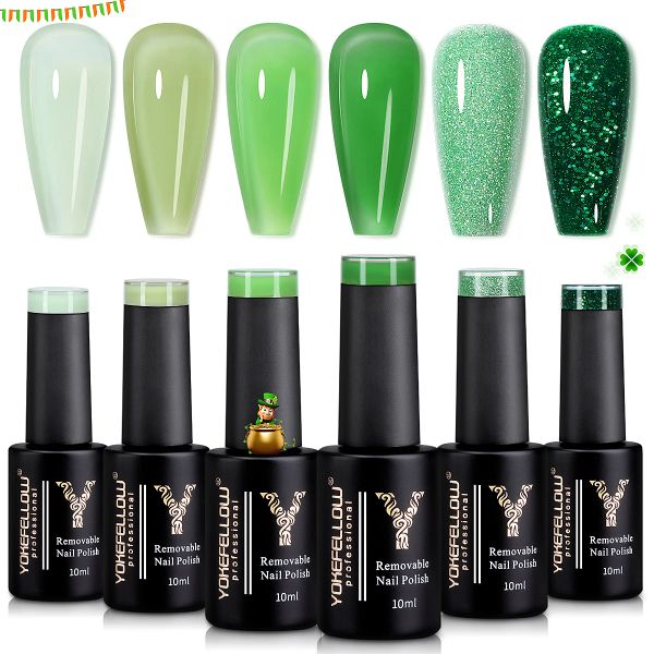 Kits Yokefellow 6 / PCS 10ml gel nude polonais vert gris haute qualité gel de ongle naturel en vert translucide.