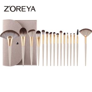 Kits Brushes de maquillage Zoreya Set 16pcs Powder Foundation Found Founds Large Fan Feed Feed Shadow Make Up Brush Beauty Cosmetic Tool