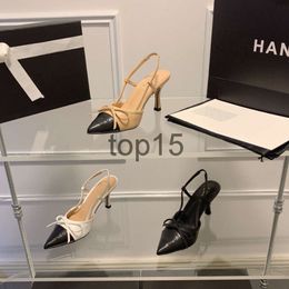 Channellies Shoes Kitten Heels Bowknot Sandalias 2024 Verano Zapatos de diseñador para mujer Punta puntiaguda