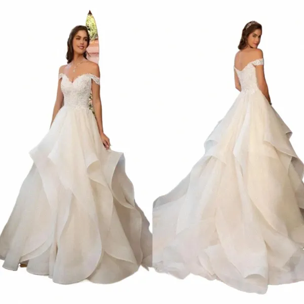 Kitty Chen 2024 Wedding Dres Apliques de encaje Granos Una línea Vestidos de novia Fuera del hombro Backl Moderno Vestidos personalizados de Novia 01ak #