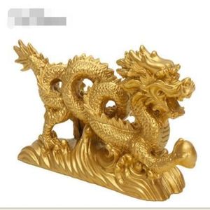 KiWarm – Figurine de Dragon doré classique 6 3, géomancie chinoise, ornements pour la chance et le succès, décoration de la maison Craft188N
