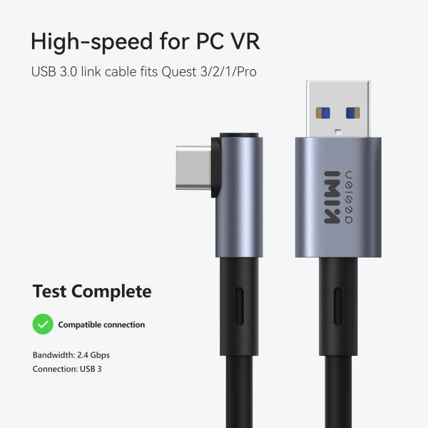 Diseño de Kiwi USB3.0 al cable de enlace tipo C para Quest3/Quest 2 Accesorios 16 pies/5m Máximo 5 Gbps Velocidad de transferencia de datos USB C Cable