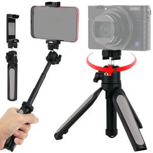 Kiwi Desktop Mini Camera Trépied Stand avec support de téléphone Extensible Selfie Stick Handle Grip pour iPhone 15 14 13 Trépied de table