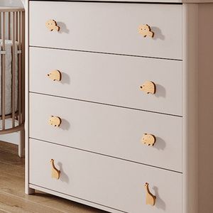 KKFing Natural Wooden Animal Shape Cabinet Cabinet and Handles Trawer Datrowing Father Tire Creative Wall Crows Furniture Hardware