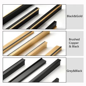 Kkfing Simple Gold Rephed Armario Long Door Door Handles de aleación de aluminio Pandillas de gabinete de cocina y manijas tiradores de cajones Hardware