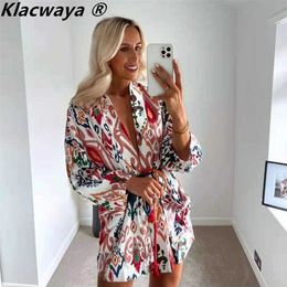 Klacaya Dames Vintage Gedrukt Kimono Stijl Cardigan Blouses + Vrouwelijke Hoge Taille Korte Broek Dame Outfit Shorts Sets Zomer 211221