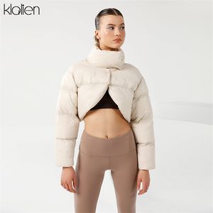 KLALIEN Mode Casual Automne Hiver Solide Slim Court Veste rembourrée en coton pour femmes Simple Street Vêtements d'extérieur Épaissir 211216