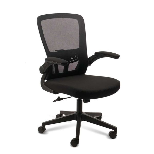 KLASIKA Chaises de bureau à roulettes, en maille ergonomique, hauteur réglable et support lombaire pivotant, chaise de bureau à domicile avec accoudoirs rabattables (1PK)