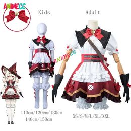 Klee Genshin Impact Cosplay Kostüm Perücke Anime Spiel Neue Haut Hexe Lolita Kleid Halloween Party Outfits für Mädchen Kinder Cosplay