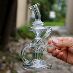 Klein Hookahs Recycler Glass Bong Tornado Hookah Dab Rigs Fumar Pipa de agua Pipas embriagadoras Tamaño 14 mm junta con tazón al por mayor