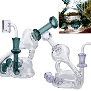 Klein Recycler Dab Rigs Olie Bong Waterpijpen Shisha Glas Rook Waterpijpen bedwelmende glazen Bong Met 14mm kom