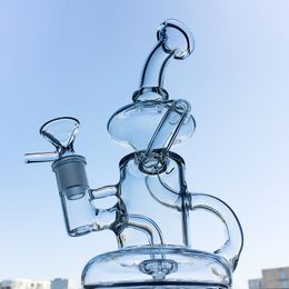 Klein Tornado Recycler Dab Rigs Tubo de agua de junta hembra de 14 mm Bongs de agua de vidrio de 5 mm de espesor con tazón de 14 mm o brazalete de cuarzo