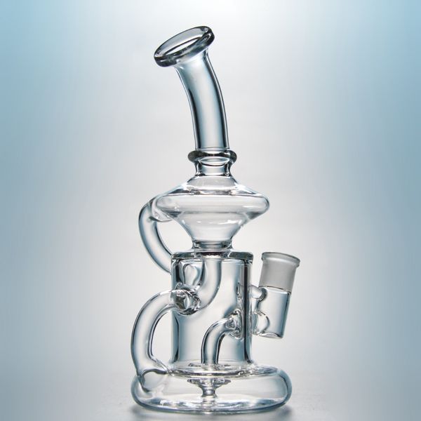 Klein Tornado Recycler Dab Rigs Inline Perc Bong Narguilés Bent Type Verre Bongs Clair 5mm D'épaisseur Tuyaux D'eau Avec 14mm Joint Bol Banger Accessoires pour Fumer en gros