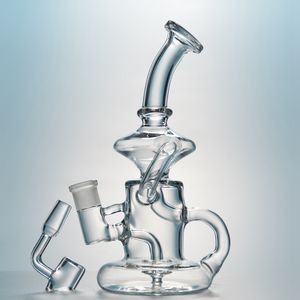 Klein Tornado Recycler Bong in vetro 7,5 pollici Narghilè in vetro trasparente Ultimi bong Oil Rig Dab Rig HR024