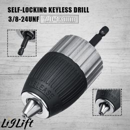 Klem 1.513mm Klembereik 3/824UNF Zelfsluitende Keyless Elektrische Boorkop Driver Tool Keyless Adapter Impact Hex Shank