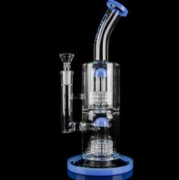 La matriz doble Perc Bong el reciclador Dab Rigs las cachimbas los tubos de agua de cristal gruesos con la junta de 14m m los 25cm de altura