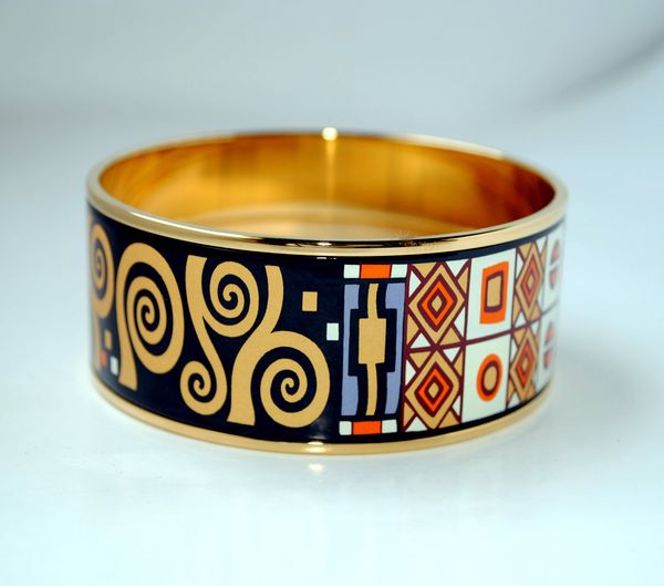 Bracelet de bracelet en émail plaqué or klimt Série 18 carats pour femme Bracelets de qualité supérieure bracelets largeur 30 mm bijoux de mode pour cadeau