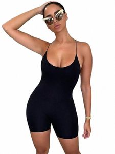 kliou zwart Skinny Spaghetti mouw Straat vrouw Rompertjes klassieke bar club Bodyc jumpsuits body femme hot Y51Z #