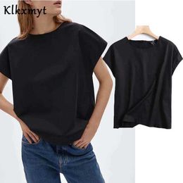 Klkxmyt angleterre Style Simple solide col en v coton basique Harajuku t-shirt été t-shirt femmes Camisetas Verano Mujer hauts 210527