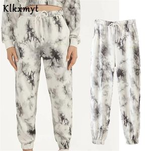 Klkxmyt High Street Vintage Taille haute Tiedye Imprimer Pantalon de jogging Femmes Pantalones Mujer Pantalon Femme Pantalon Femme 201113