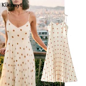 KLKXMYT INS Mode Blogger Wave Point bretels Zomerjurk Dames Vestidos Fiesta Noche Party Midi 210527