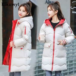 Klkxmyt hiver veste femmes épais chaud décontracté longues Parkas vestes à capuche coton rembourré ample manteau Outwear 210527