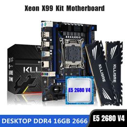 Kllisre X99 carte mère combo kit ensemble LGA 20113 Xeon E5 2680 V4 CPU DDR4 16GB 2 pièces 8G 2666MHz ordinateur de bureau de mémoire 240326