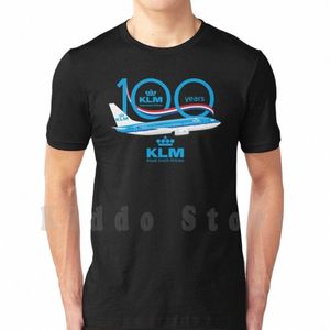Klm t-shirt bricolage grande taille 100% Cott Klm Airlane néerlandais Boeing B747 avion ciel mouche pilote d'atterrissage Aviati 62ax #
