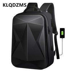 KLQDZMS Zaino Ricarica USB Borsa a tracolla rigida impermeabile ad alta capacità ABS Laptop Studenti Zaino da viaggio d'affari 231225