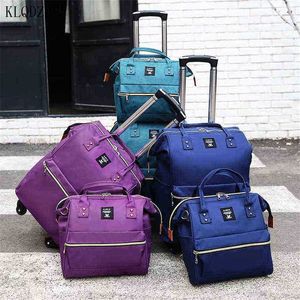 KLQDZMS femmes mode ensemble de bagages chariot voyage valise sac à main étui décontracté sac roues roulant J220707