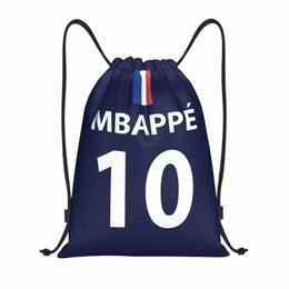 km Mbappes Football Sac à cordon Hommes Femmes Pliable Gym Sports Sackpack Drapeau français Football Formation Stockage Sacs à dos i2Zg #