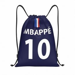 km mbappes soccer sac à craqs hommes hommes femmes pliables gymnase sport sackpack français drapeau de football d'entraînement sac à dos b1cp #