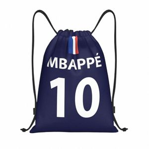 Km Mbappes Fútbol Bolsa con cordón Hombres Mujeres Plegable Gimnasio Deportes Sackpack Bandera francesa Fútbol Entrenamiento Almacenamiento Mochilas i2Zg #