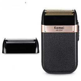 KM USB Oplaadbare retro dubbel net scheerscherping scheermesgouden mes netto full body wasable elektrische scheerapparaat ASB 3W volledig wasbaar 240411