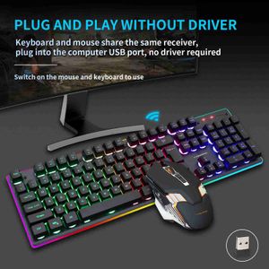 Teclado mecánico KM99Gaming Feel Rainbow Retroiluminación LED Juego de teclado y mouse USB Ergonómico para PC Computadora portátil Gamer HKD230808