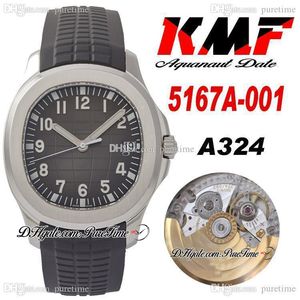 KMF 5167A PP324CS A3234 Automatische Herenhorloge Staal Case Grijs Reliëf Dial Stick Number Pigners Rubberen Band Horloges Super Edition Puretime C3