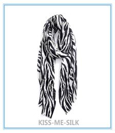 KMS Zwart-wit zebra streep wollen sjaal dunne allmatch sjaal dualuse voor Vrouwen 20070CM110G4596608