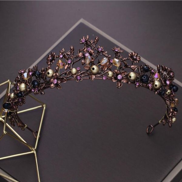 KMVEXO Baroque violet cristal perles fleur diadèmes princesse reine bandeau reconstitution historique couronnes mariée mariage cheveux bijoux accessoires