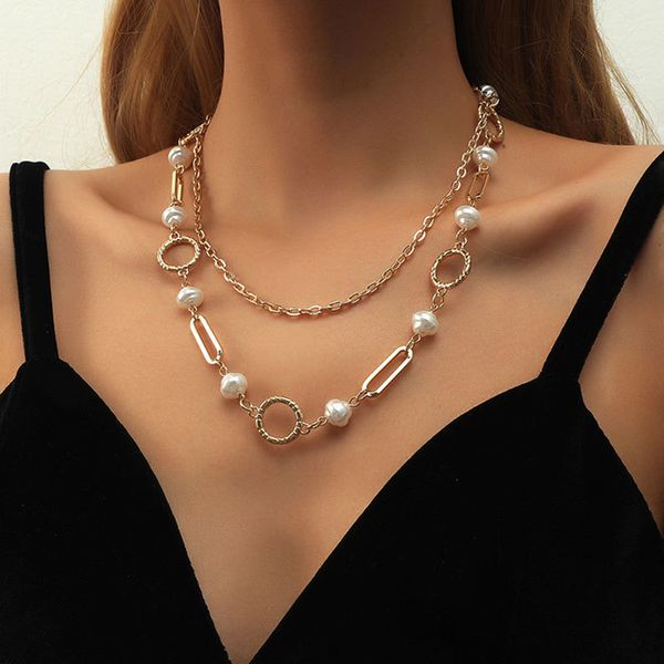 KMVEXO – collier ras du cou pour femmes, chaîne à bascule en fausse perle, style Baroque, bijoux tendance, à la mode, 2021