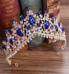 KMVEXO Europees Red Green Crystal Big Crown Headwear Bridal Wedding Hair Accessoires Sieraden Bruid Tiaras Princess Crowns Y2004096041548