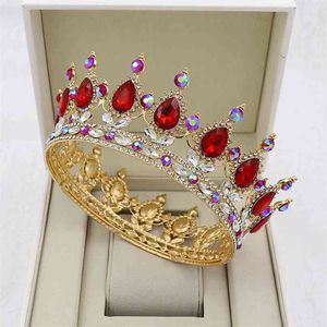 KMVEXO or cristal diadèmes baroque couronne ronde reine royale roi couronnes diadème bal mariage cheveux bijoux accessoires 210707