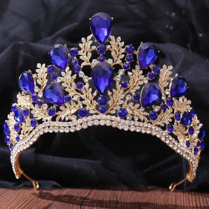 KMVEXO Corona de boda de reina real de lujo de alta calidad para mujeres Velo de banquete de cristal grande Tiara Fiesta Traje Adorno para el cabello 240307