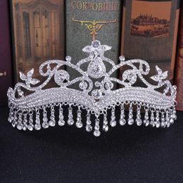 KMVEXO luxe strass gland frange diadèmes de mariée fleur cristal diadème voile couronne mariage cheveux accessoires chapeaux 240110