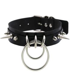 KMVEXO Punk Spike collier en métal filles harnais en cuir collier ras du cou pour femmes fête Club Chockers gothique bijoux Harajuku 20192020377