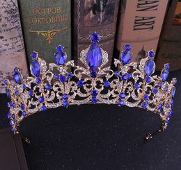 Kmvexo Red Black Crystal Tiara Bridal Crown para Bode Bride Gold Rhinestone Crowns Joyería de diadema Accesorios para el cabello Y2007277246295
