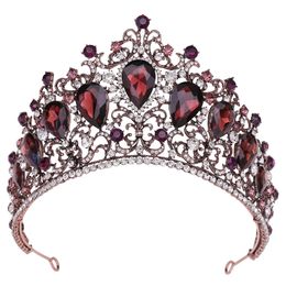 KMVEXO Reina Real Tiaras de Mujer Lujo Barroco Antiguo Cristal Púrpura Joyería para el Cabello Coronas para Novia Novia Fiesta de Boda Concurso 240102